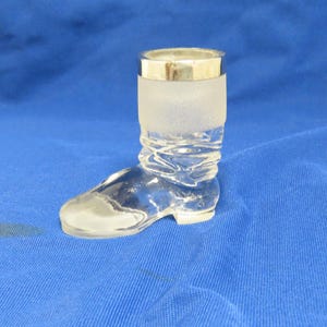 Antique Glass Match Holder English Riding Boot Sterling Silver Top Henry Wilkinson & Company Ltd Sheffield England Hallmarked Sterling