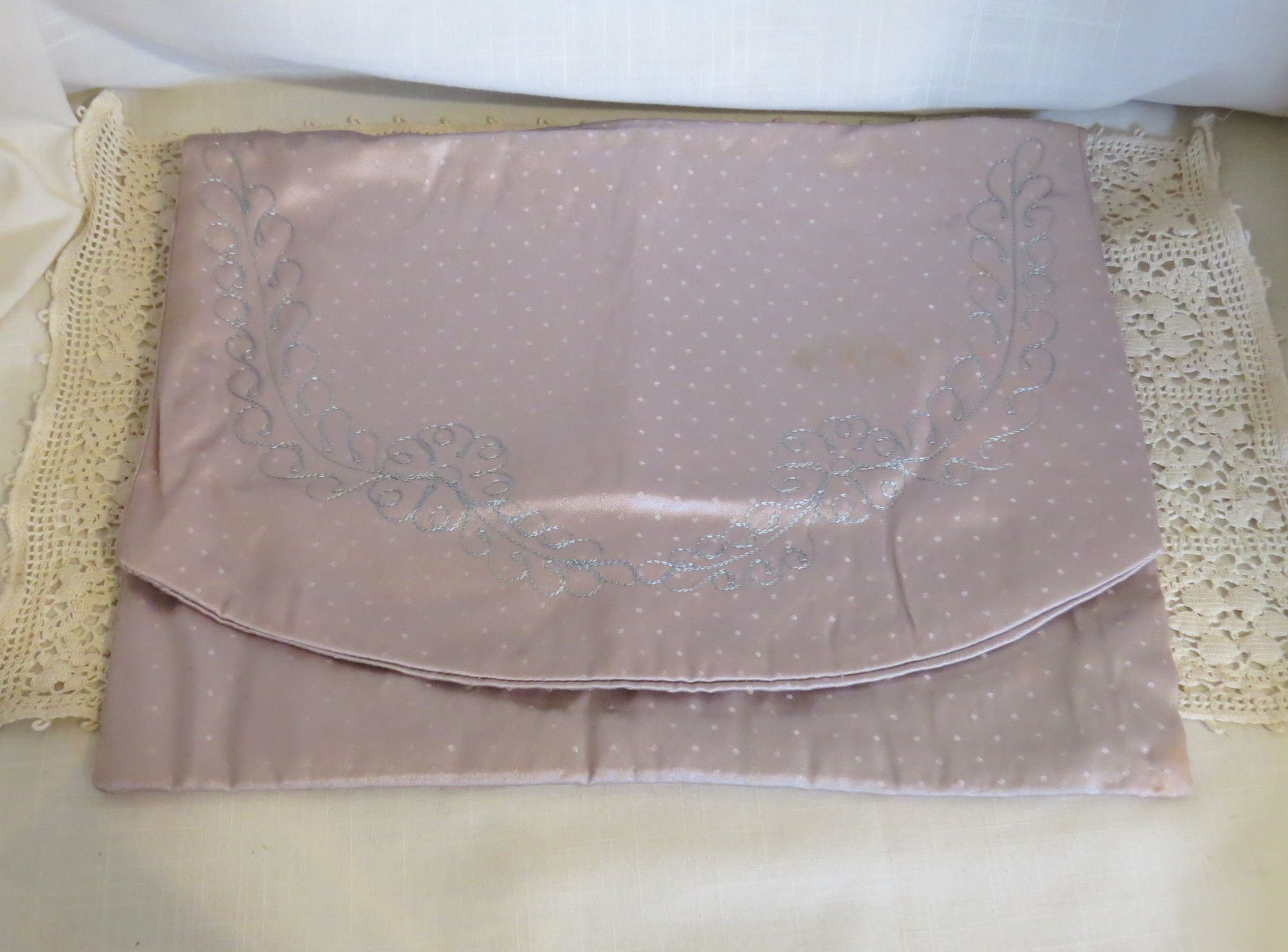 Pink Hosiery Lingerie Bag Pouch Vintage 50s Travel Luggage Ballet Pink  Satin Something Old Wedding Bridal Shower Gift
