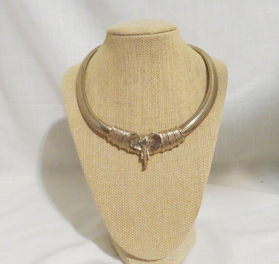 Vintage Gold Plated Elephant Necklace 
