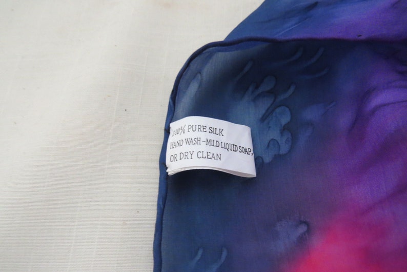 Vintage Large Silk Scarf Hand Rolled and Hand Sewn Hem Etsy