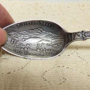 Antique Marked Fred Harvey Sterling Souvenir Spoon Fisher&#39;s Peak Near Trinidad, Colorado Spanish Peaks Raton Station Apache Canyon Old Town