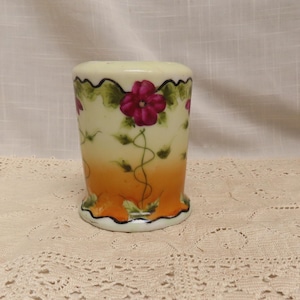 Antique Muffineer Hand Painted Porcelain Sugar Shaker Victorian Edwardian Gilded Age