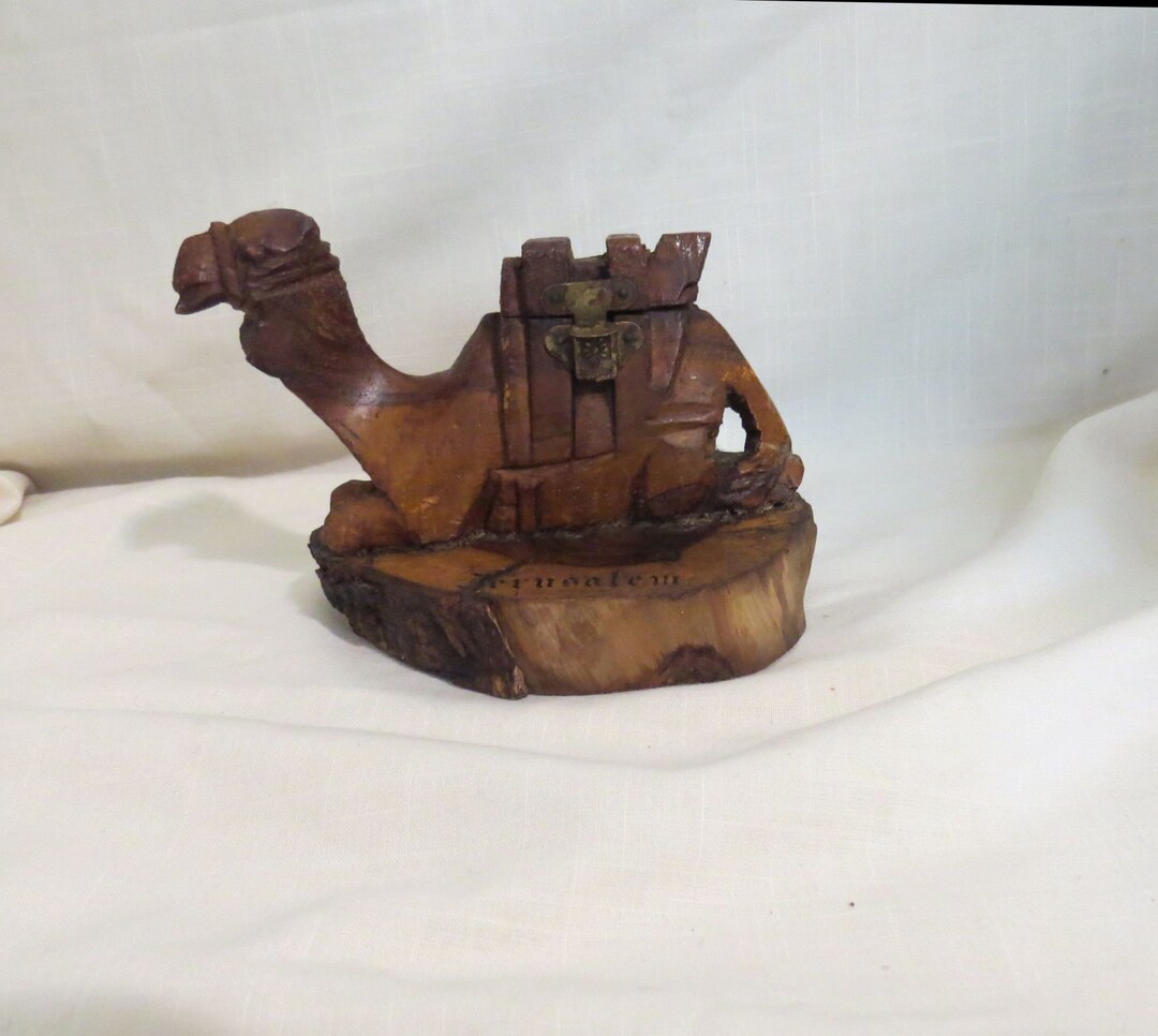 SALE Antique Jerusalem Camel Inkwell Hand Carved Olive Wood Camel ...