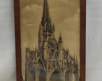 Antique Sepia Tone Print Church Of Saint Maclou in Rouen, France Grand Tour Souvenir Eglise Saint Maclou