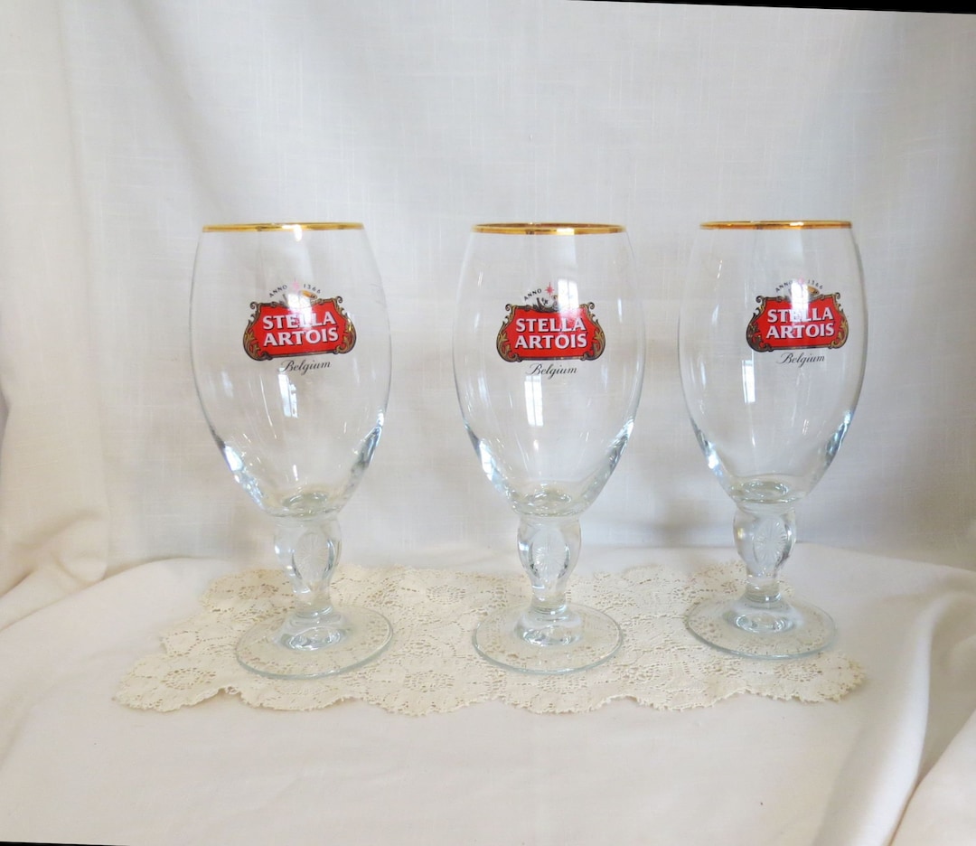 Vintage Stella Artois Belgium Beer Glasses Advertising Glasses ...