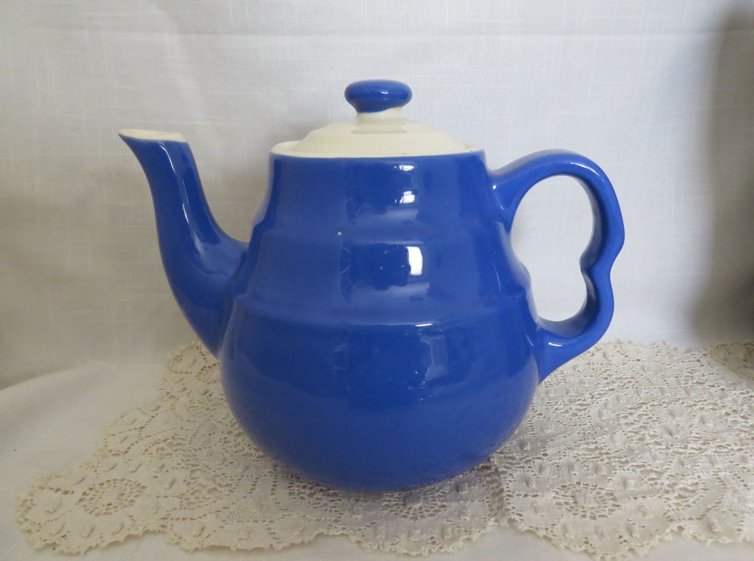 Vintage Oxford Ware Blue Large Teapot Universal Pottery Made in USA L28
