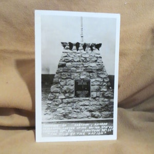 VERKAUF Vintage Zentrum der Vereinigten Staaten Echtfoto Souvenir-Postkarte Libanon Kansas Die Drehscheibe der Nation Unsued Postkarte RPPC