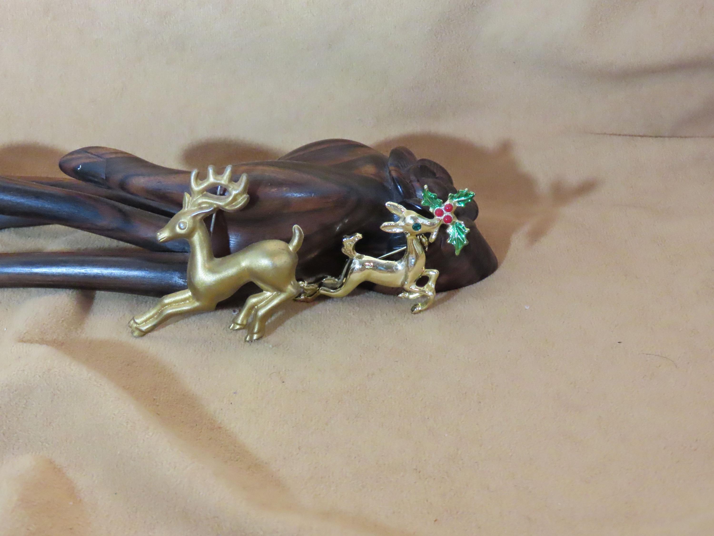Broche Ancienne Noël - Branche De Houx Métal Noirci - Style édouardien