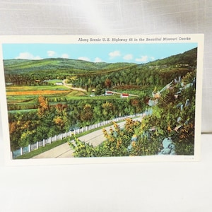 Cartolina d'epoca della Route 33, bellissime cartoline degli Ozarks del Missouri, cartolina panoramica della U.S. Highway 66, cartolina inutilizzata, cartolina ricordo
