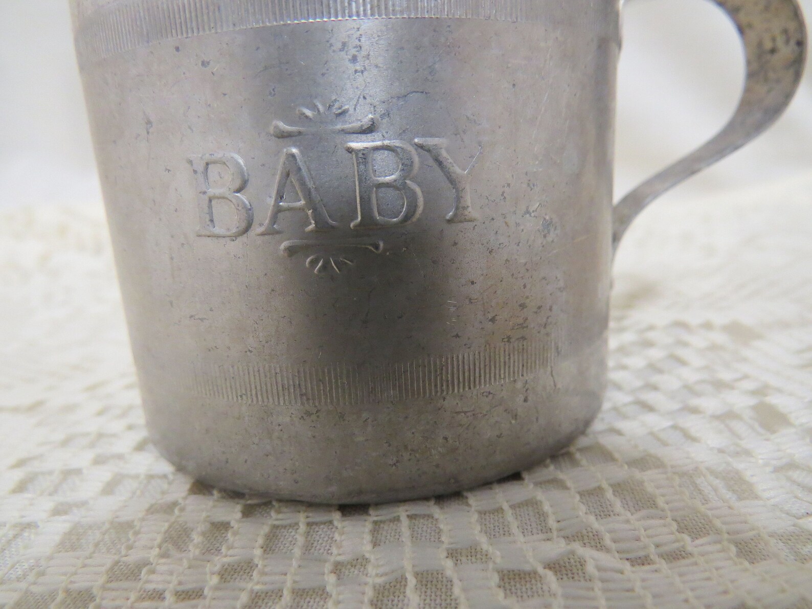 Antique Baby Cup Embossed Aluminum Etsy