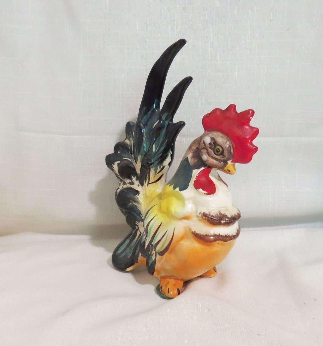Vintage Rooster Chicken Figurine Hand Painted Ceramic - Etsy