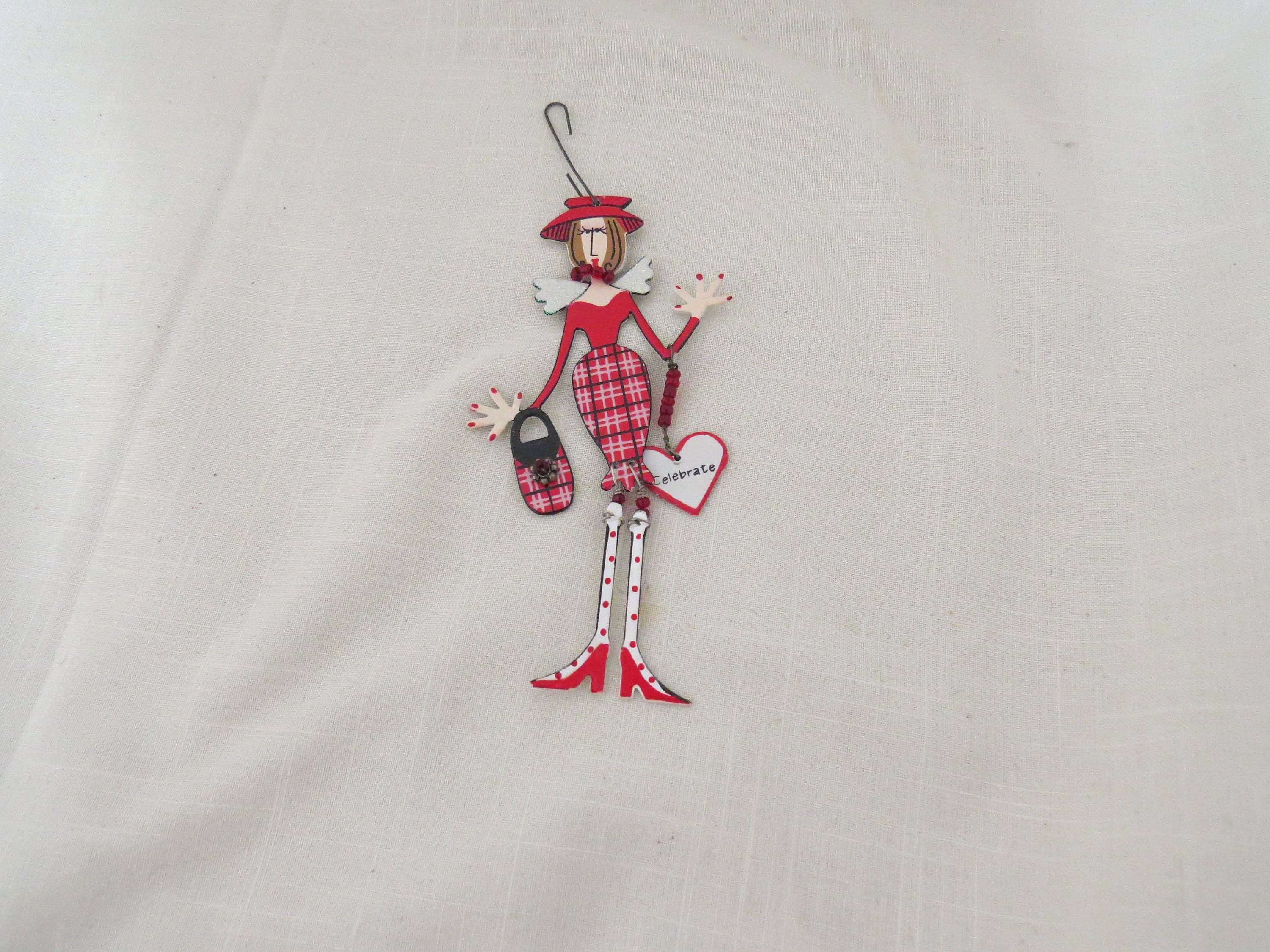 Vintage Lady Celebrate Ornament Articulated Shopping Angel Etsy Canada