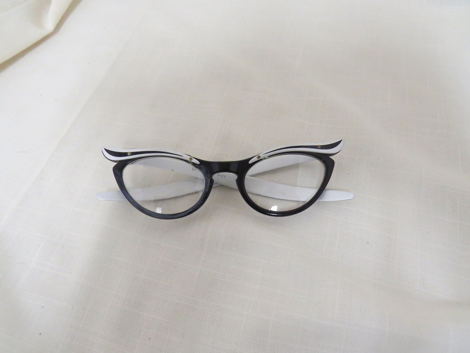 SALE Vintage Cats Eye Glasses Marine Black Silver Bifocal Etsy