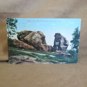 SALE Antique Judge's Cave West Rock Park New Haven Conneticut Souvenir Postkarte