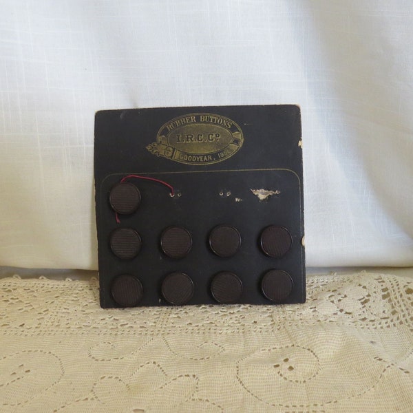 Antique Goodyear Rubber Buttons On Card I.R. C. Co. Victorian Buttons Antebellum Buttons Advertising Buttons
