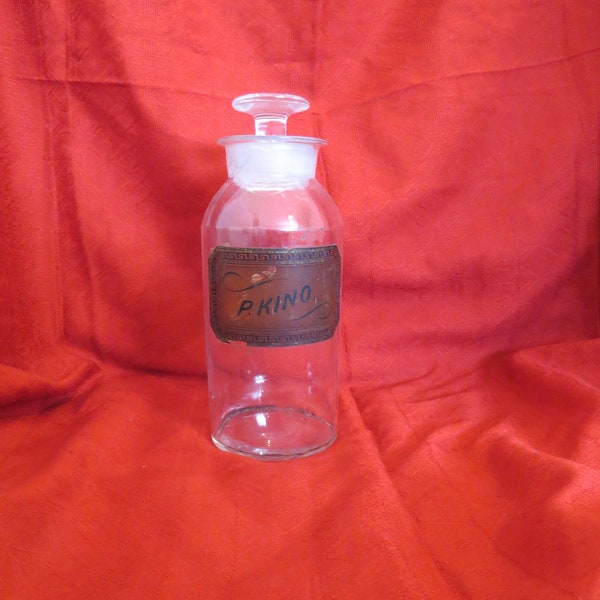 Antique Pharmacy Bottle P. Kino Ground Glass Stopper Mercantile Bottle  Medicine Bottle Apothecary Bottle