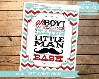 Personalized Little Man or Little Mister Baby Shower Party Welcome Sign