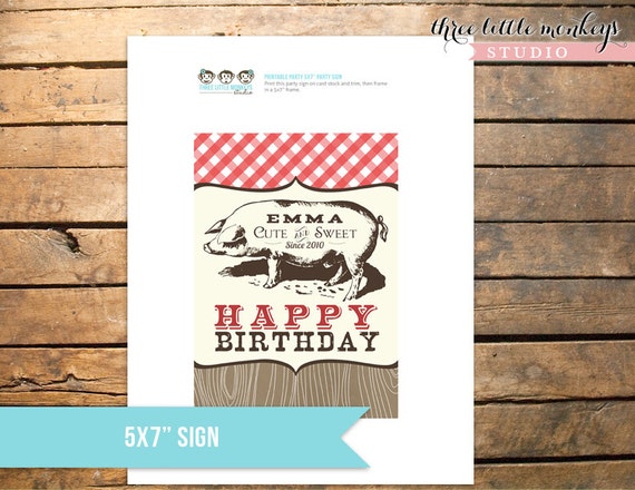5x7 Vintage Barnyard Bash Farm Party Sign Il_570xn