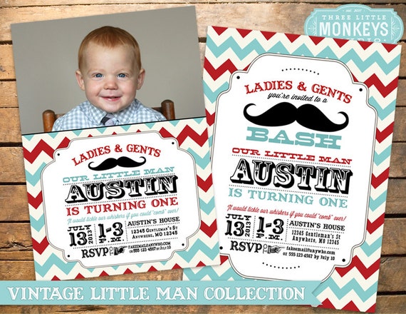 Little Man Birthday Party Little Man Invitation Mustache Party