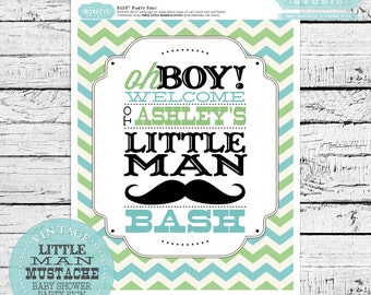 Personalized Little Man or Little Mister Baby Shower Party Welcome Sign