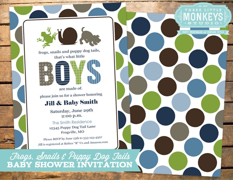 Frogs Snails and Puppy Dog Tails Baby Shower Party Pack Etsy