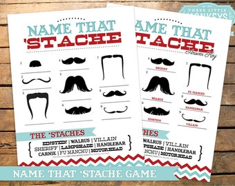 INSTANT DOWNLOAD Name That 'Stache Mustache Party Game