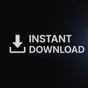 May include: A black background with white text reading "INSTANT DOWNLOAD" and a download icon. The image is a clear indication of a digital product or service available immediately.