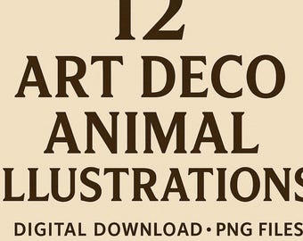 Art Nouveau Animal PNG Bundle – 12 Elegant Illustrations, Transparent Background, Commercial Use