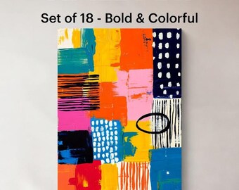 Abstract Wall Art Set of 18 – Bold Colorful Modern Printable Decor