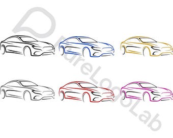 Paquete de siluetas de automóviles / Imágenes prediseñadas de contorno de vehículo / Silueta de automóvil libre de regalías I descarga digital