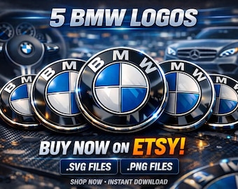 Paquete de logotipos de BMW: 5 emblemas digitales (SVG + PNG transparente) para manualidades, impresión y diseño