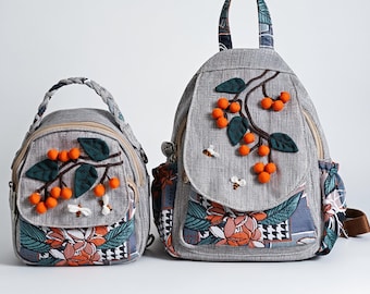 Mochila con frutas bordadas • Mochila de lona estilo bohemio cottagecore