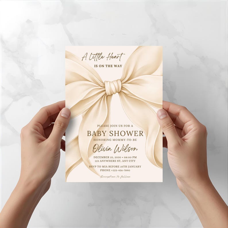 Neutral baby shower invitation card Canva editable template instant download 5x7 size