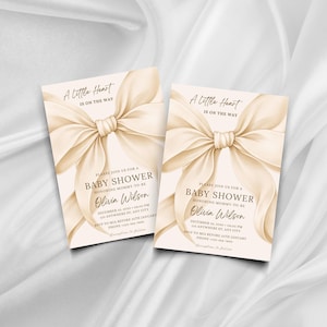 Minimalist baby shower invitation editable Canva template instant download neutral theme