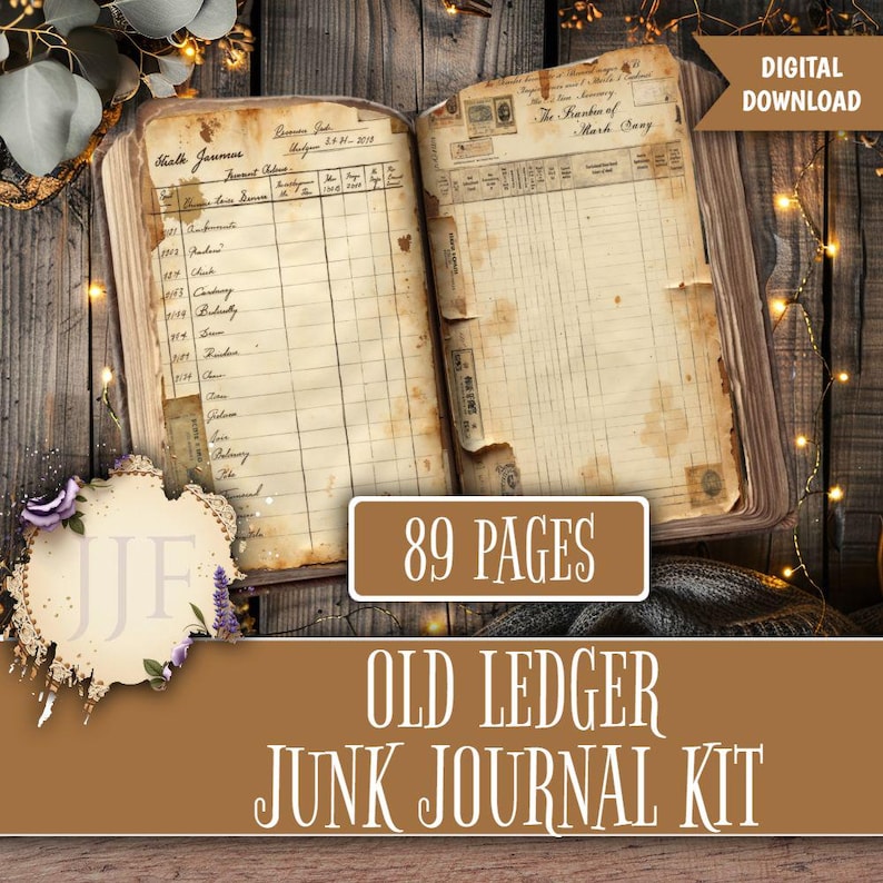 Old Ledger Junk Journal Printable Pages | Vintage Accounting Ephemera ...