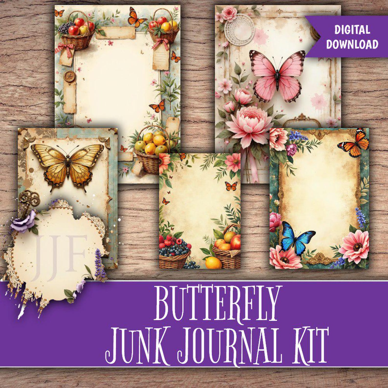 Butterfly Junk Journal Kit Printable | Victorian Garden Floral ...