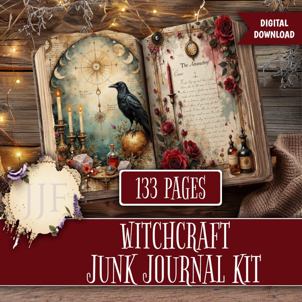 Witchcraft Junk Journal Kit | Grimoire Printable Pages, Moon Phase ...