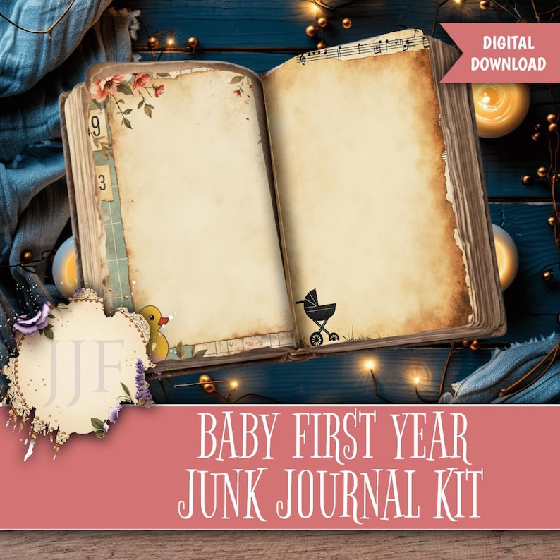 Baby First Year Junk Journal Kit | Vintage Milestone Pages, Nursery ...