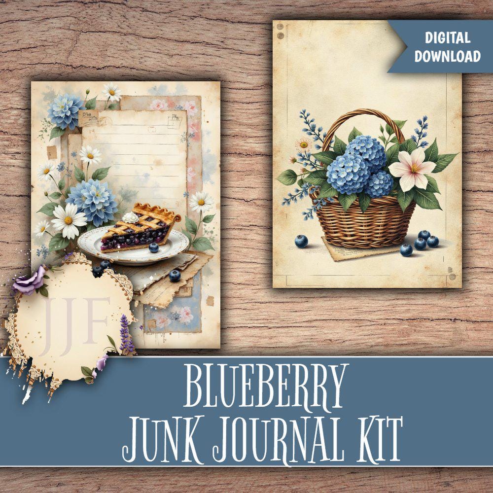 Blueberry Junk Journal Kit Printable | Blueberry Journal Pages ...