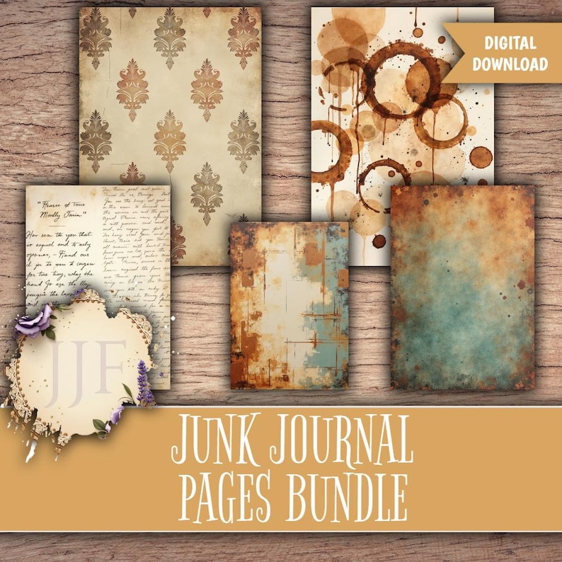 Grungy Junk Journal Pages Bundle | Vintage Background Papers, Textured ...