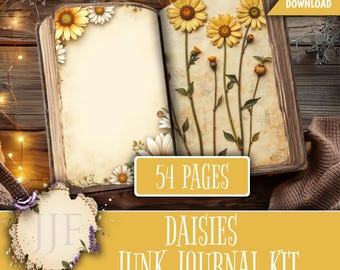 Daisy Junk Journal Kit | Floral Printable Pages + Ephemera | Vintage ...