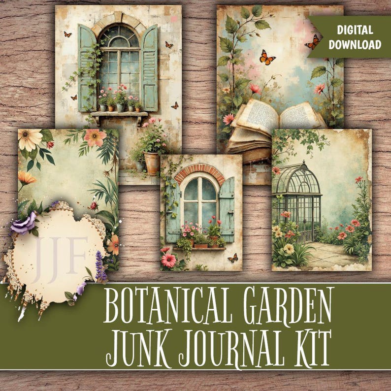 Botanical Garden Junk Journal Kit | Vintage Printable Pages, Floral ...