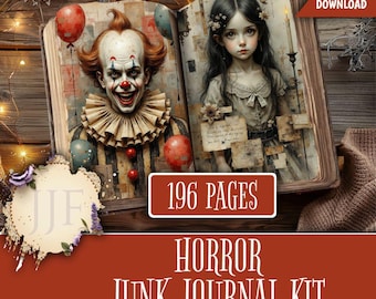 Horror Junk Journal Kit | Gothic Printable Pages, Haunted Ephemera, Dark Scrapbook Paper, Vintage Halloween Junk Journal Kit