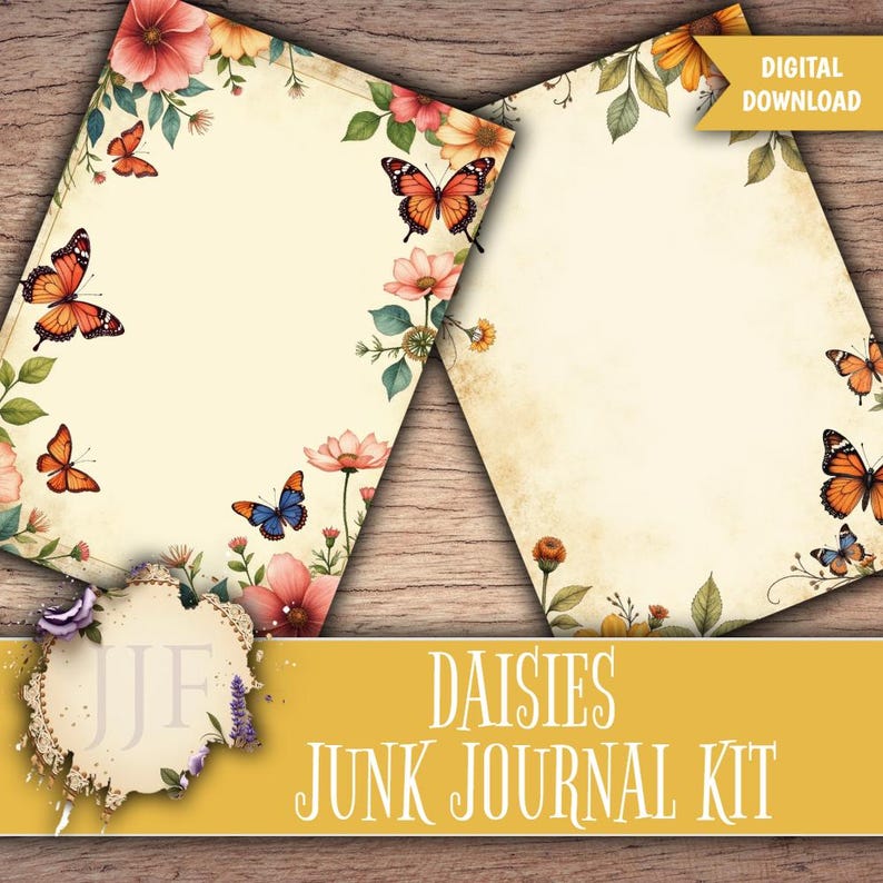 Daisy Junk Journal Kit | Floral Printable Pages + Ephemera | Vintage ...