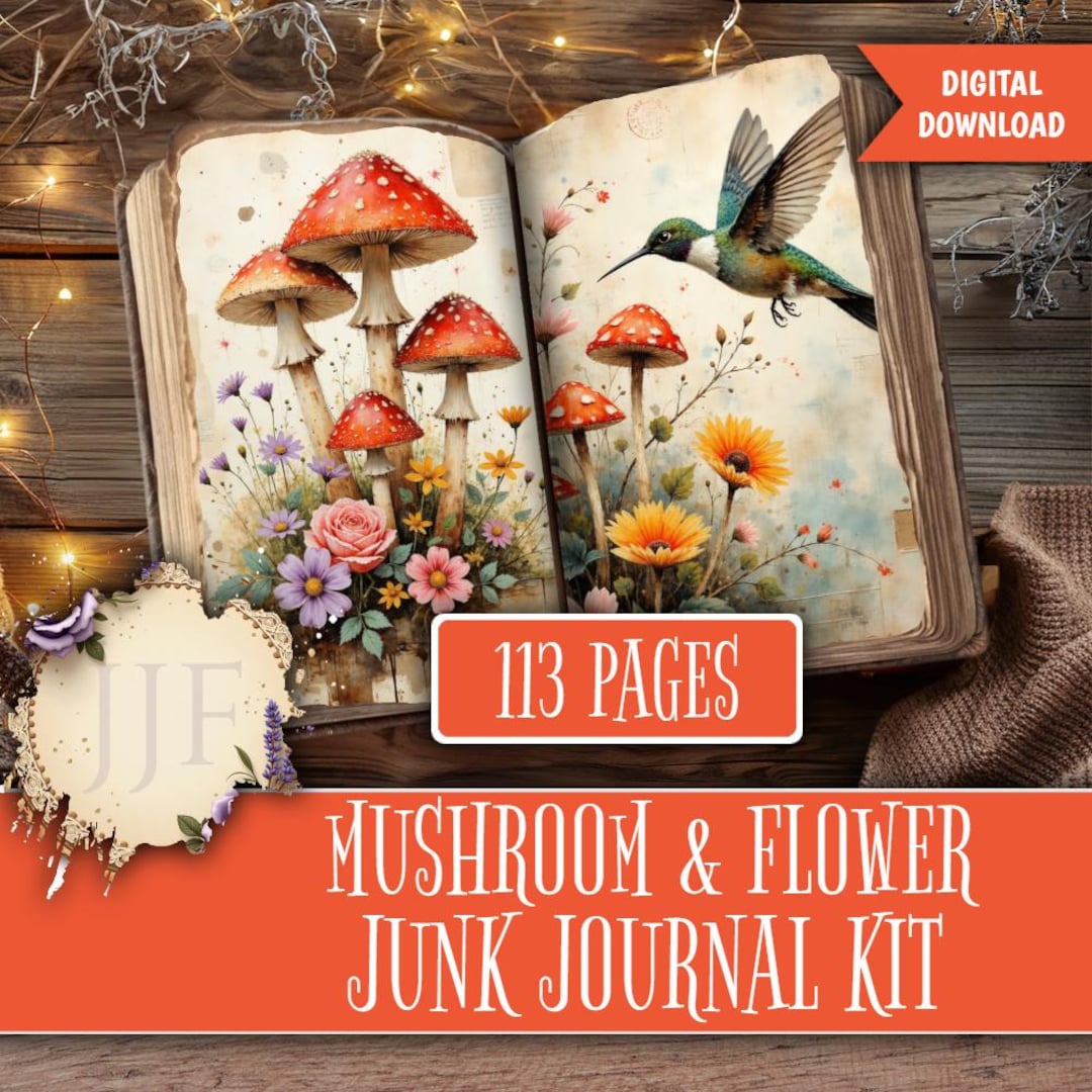 Mushroom Junk Journal Kit | Vintage Victorian Mushroom & Flower ...