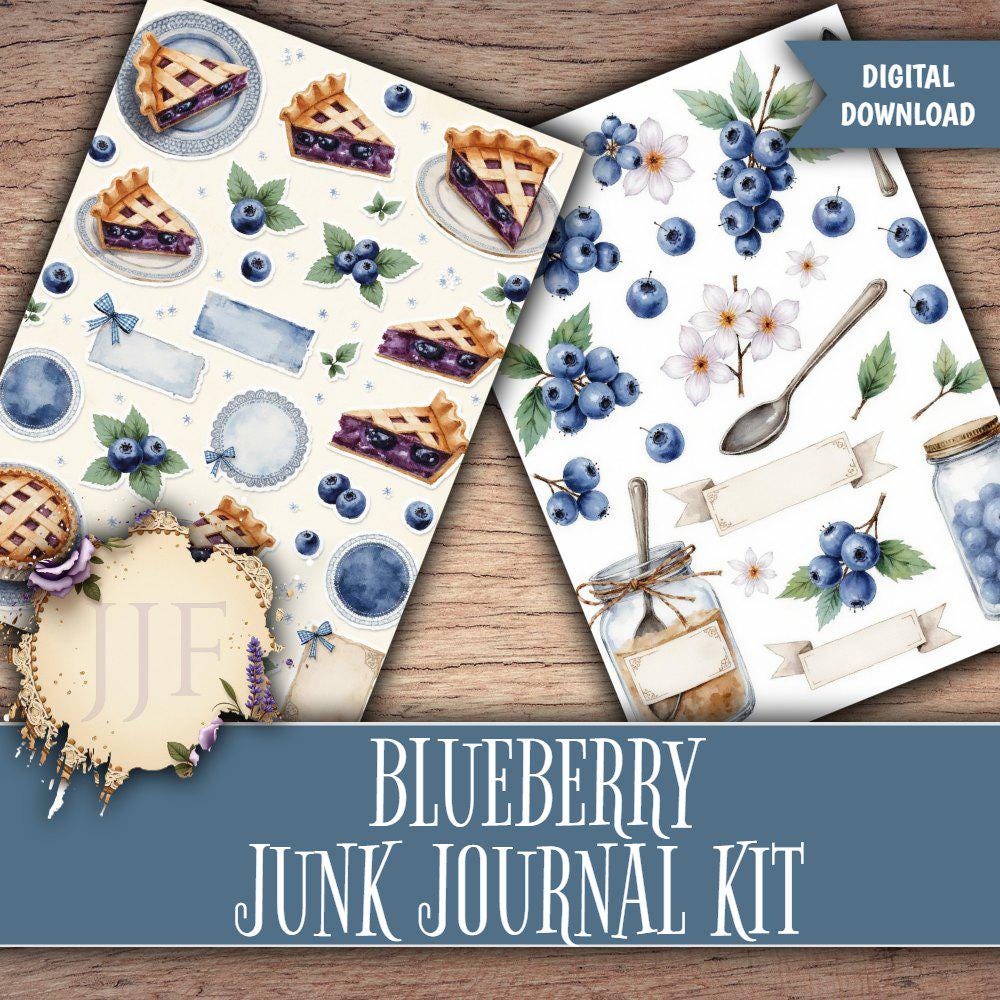 Blueberry Junk Journal Kit Printable | Blueberry Journal Pages ...