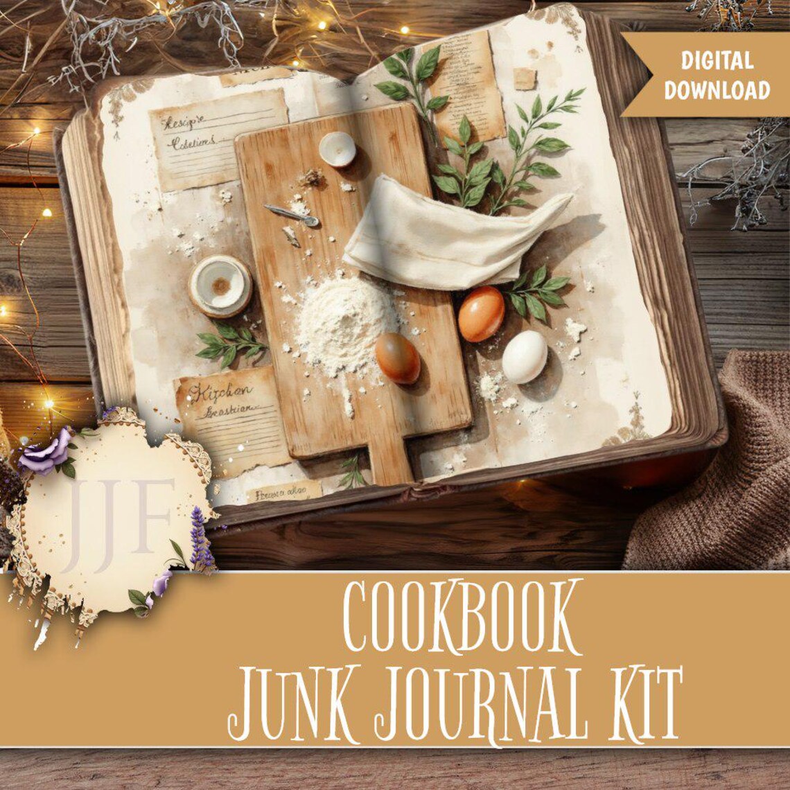 Cookbook Junk Journal Kit Printable | Recipe Journal Pages + Ephemera ...