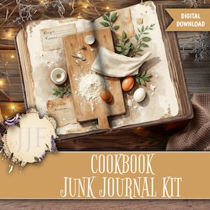 Cookbook Junk Journal Kit Printable | Recipe Journal Pages + Ephemera ...