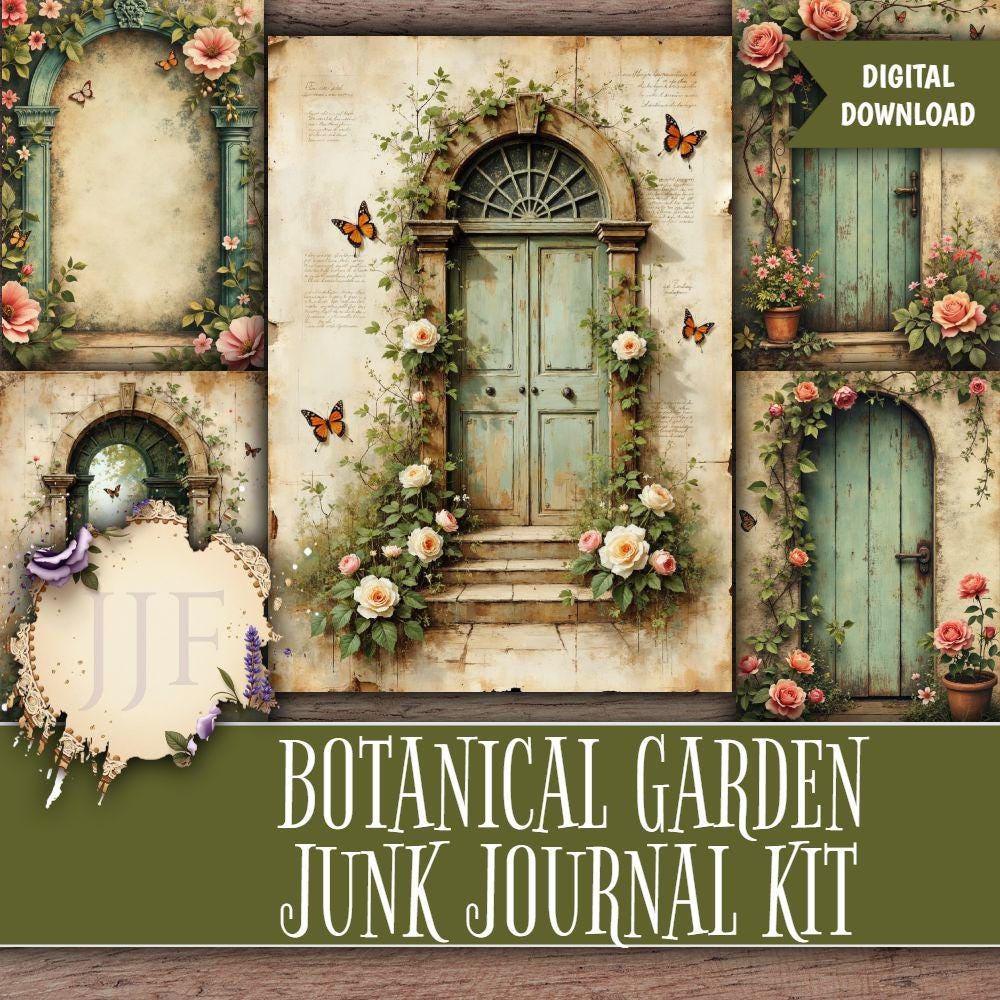 Botanical Garden Junk Journal Kit | Vintage Printable Pages, Floral ...