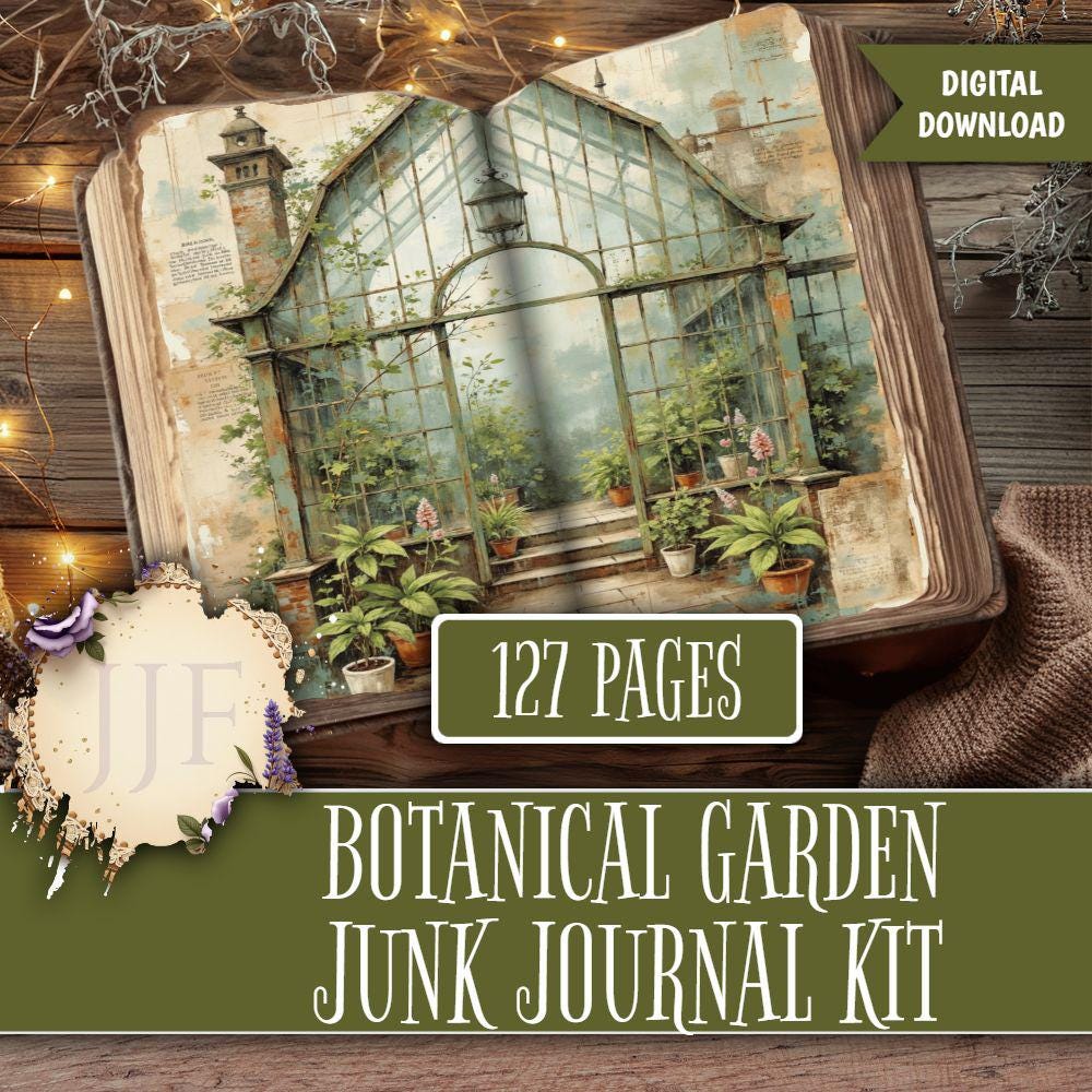 Botanical Garden Junk Journal Kit | Vintage Printable Pages, Floral ...